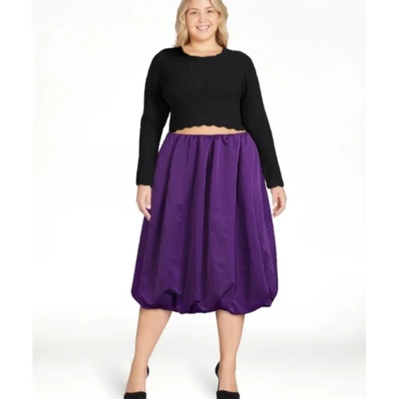 Scoop NYC Women’s Black Cropped Scalloped Top Size Large NWT - Picture 9 of 10